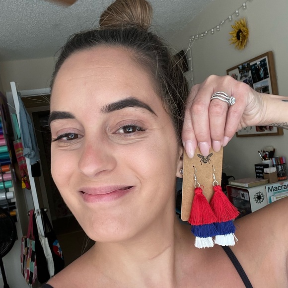 Red, white & blue • USA earrings • Memorial Day • 4th of July - Picture 3 of 3